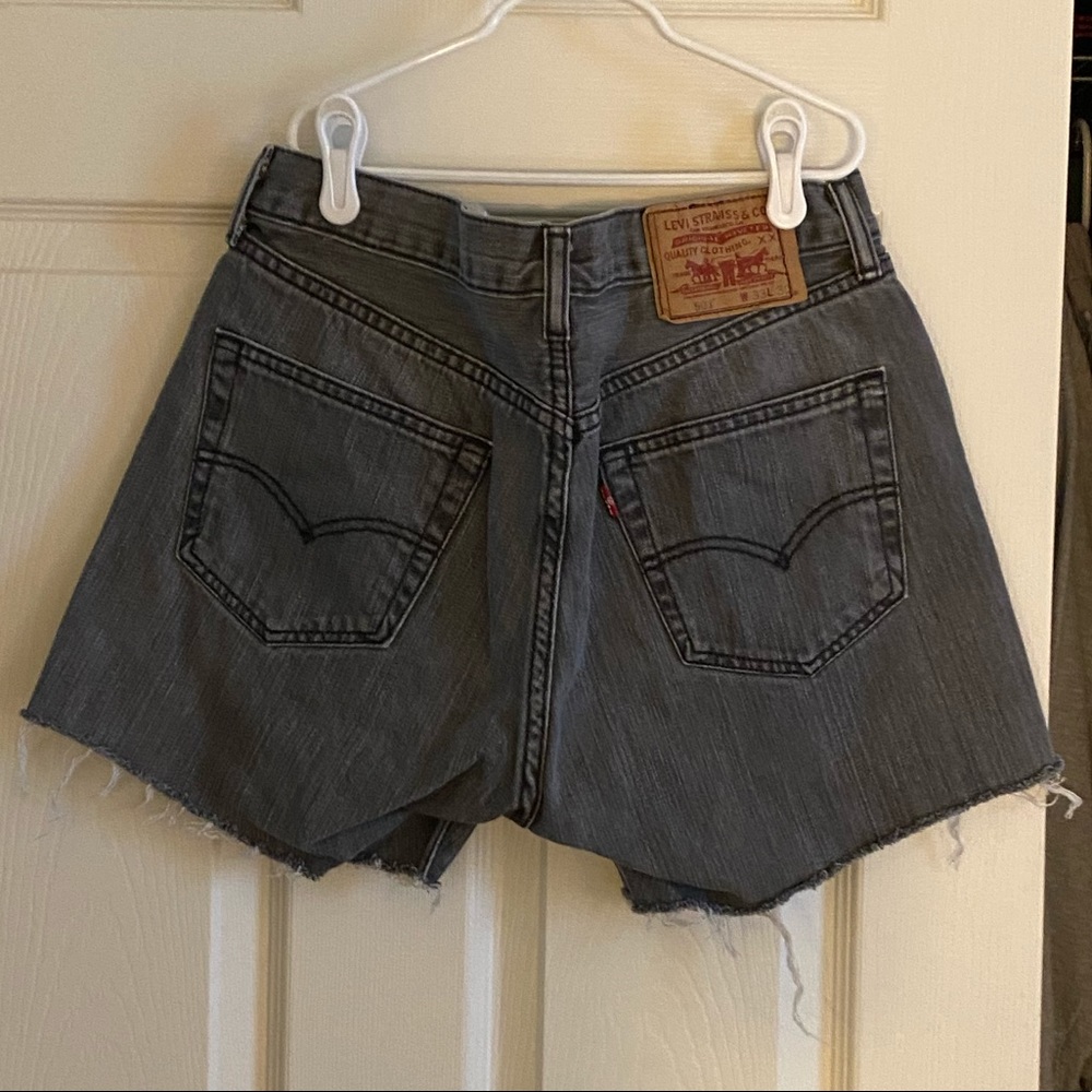 Levi's High Waisted Shorts in Grey - Picture 3 of 4